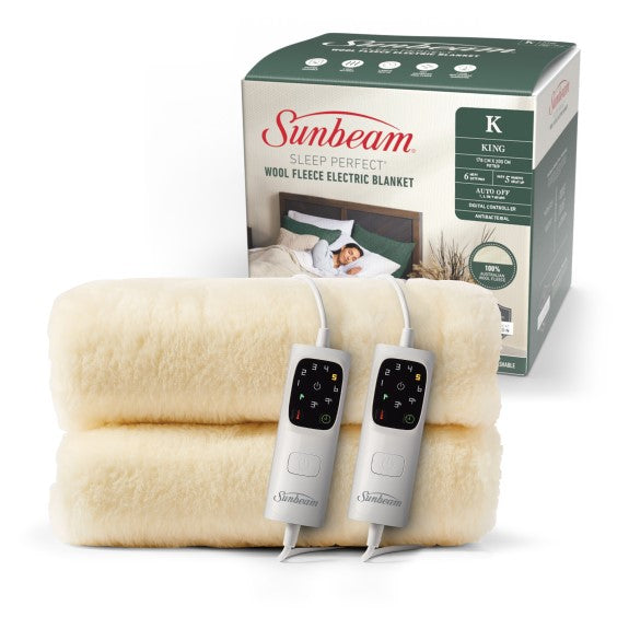 Sunbeam Sleep Perfect Wool Fleece Electric Blanket - King