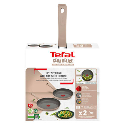 Tefal 24cm & 28cm Ceradelice Ceramic Induction Non-Stick Frypan Twin Pack