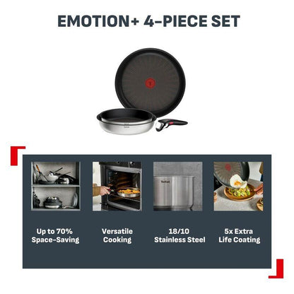 Tefal Ingenio Emotion+ 4 Piece Induction Non-Stick Stainless Steel Frypan Set