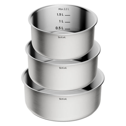 Tefal Ingenio Emotion+ 4 Piece Induction Uncoated Stainless Steel Pot Set