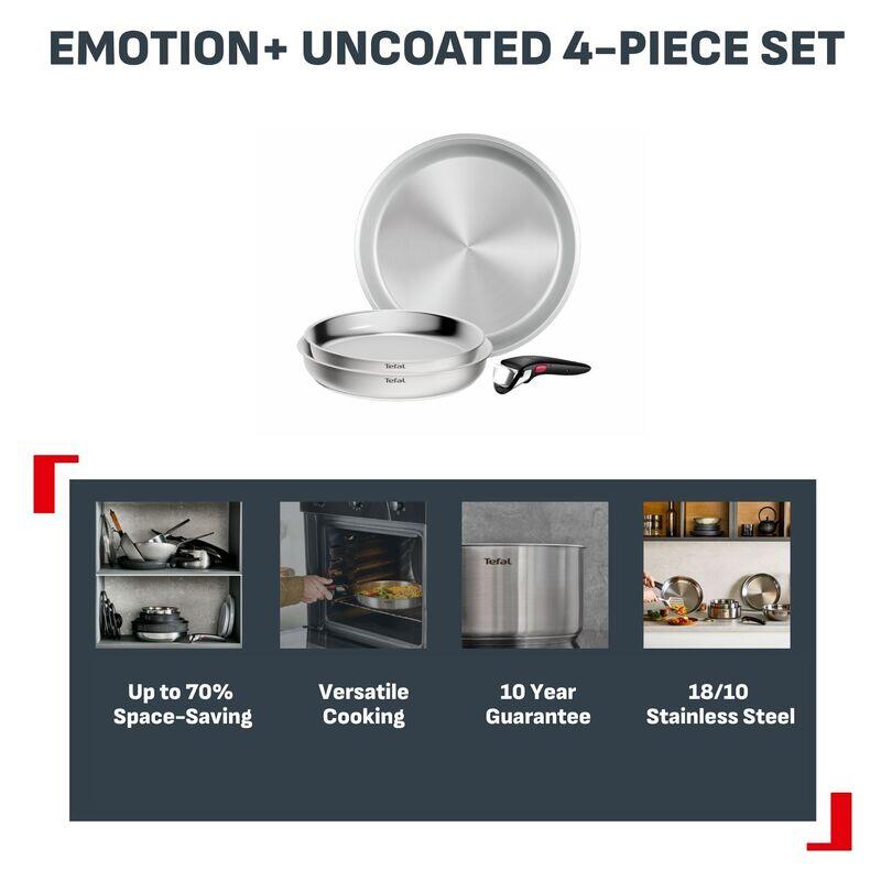 Tefal Ingenio Emotion+ 4 Piece Induction Uncoated Stainless Steel Frypan Set