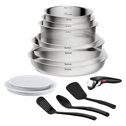 Tefal Ingenio Emotion+ 13 Piece Induction Uncoated Stainless Steel Set