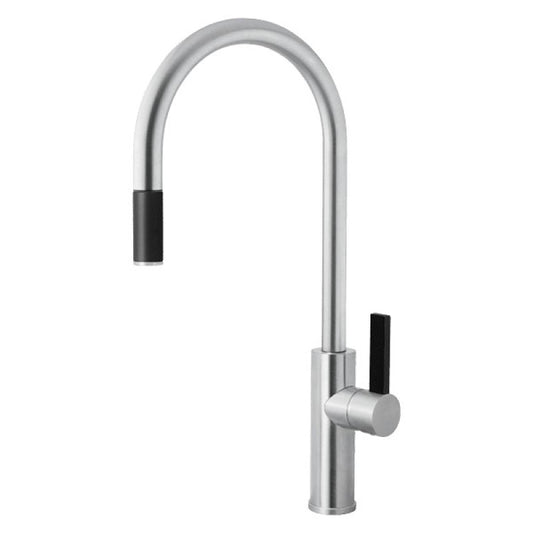 VICARIO ARMANDO GOOSE NECK BLACK PULLOUT& BLACK LEVER BRUSHED CHROME