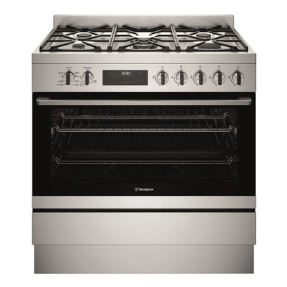 Westinghouse 90cm Dual Fuel Freestanding Oven with 5-Burner Gas Cooktop - Stainless Steel