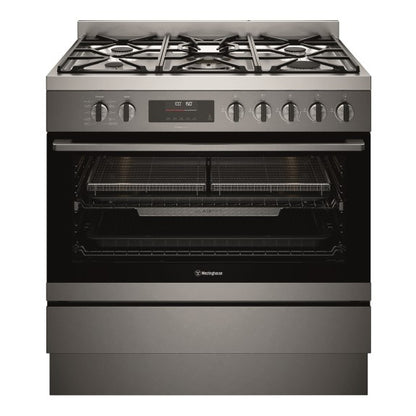 Westinghouse 90cm Freestanding Dual Fuel Cooker - Dark Stainless Steel
