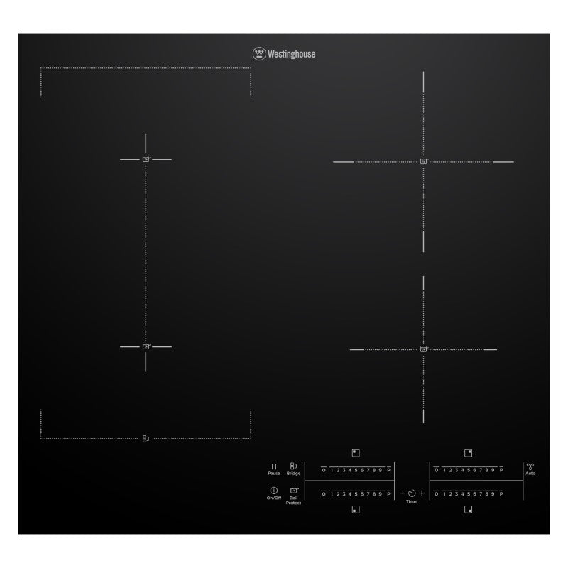 Westinghouse 60cm 4 Zone Induction Cooktop with Bridging Zone - Black Glass