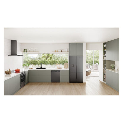 Westinghouse 564L Quad Door Fridge Freezer with Water Dispenser - Matte Charcoal Black