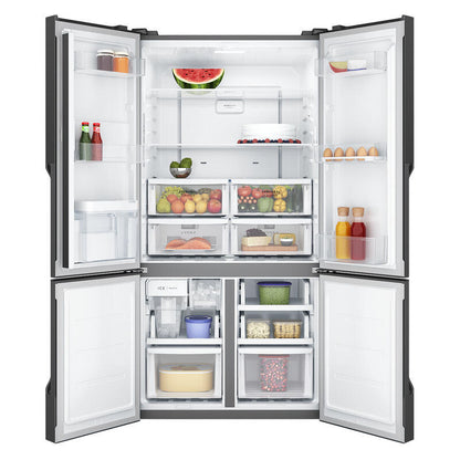 Westinghouse 564L Quad Door Fridge Freezer with Water Dispenser - Matte Charcoal Black